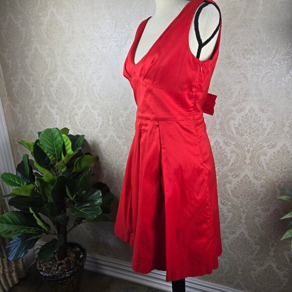 Betsey Johnson Size 12 Red Fit & Flare Party Dress Low Back w/ Bow Sleeveless - Picture 8 of 16